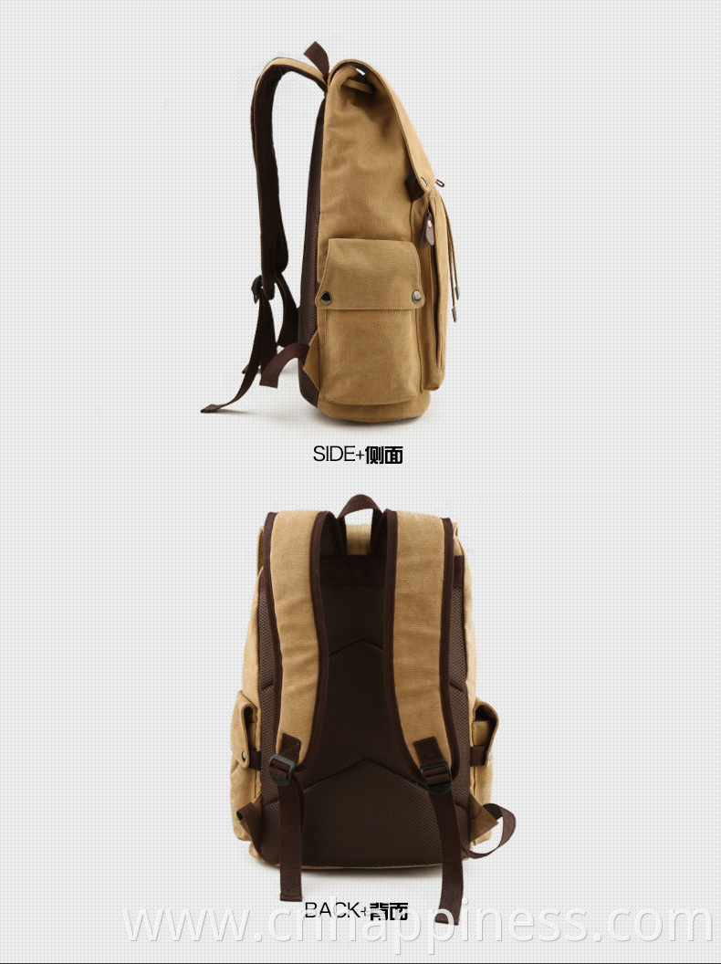 Large leisure outdoor business hiking bags backpacks carry on travel computer vintage canvas backpack